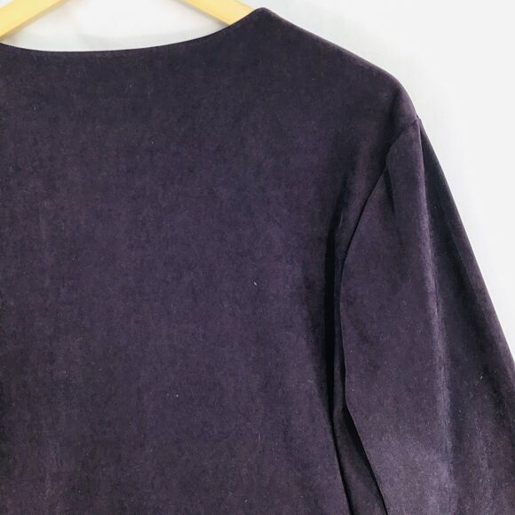 Coldwater Creek Open Blazer Cardigan Tunic Women’s XL Petite Purple Faux Suede - Picture 11 of 12